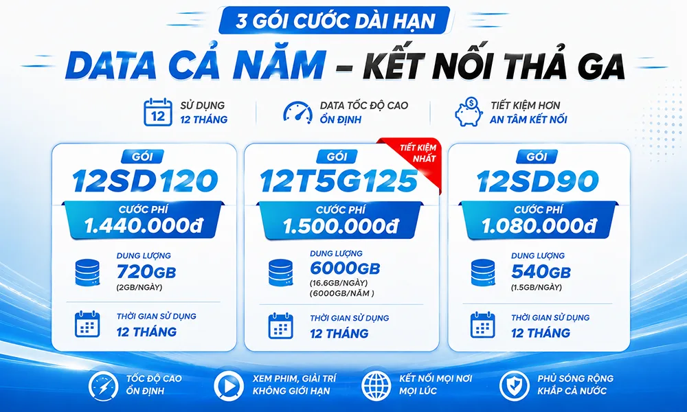 Top 3 Gói Cước 4G/5G Viettel 1 Năm Được Yêu Thích. Dùng Thả Ga, Không Lo Gia Hạn